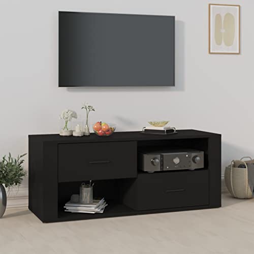 homiuse TV Lowboard Schwarz 100x35x40 cm TV-Schrank TV Board Fernsehschrank Fernsehtisch TV-Schrank TV Kommode Fernseher Schrank TV Schrank Hoch TV-bänke & lowboards TV Cabinet von homiuse