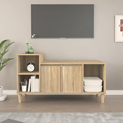 homiuse TV Lowboard Sonoma-Eiche 100x35x55 cm Holzwerkstoff TV Board Fernsehschrank Fernsehtisch TV-Schrank TV Kommode Fernseher Schrank TV Schrank Hoch TV-bänke & lowboards TV Cabinet von homiuse