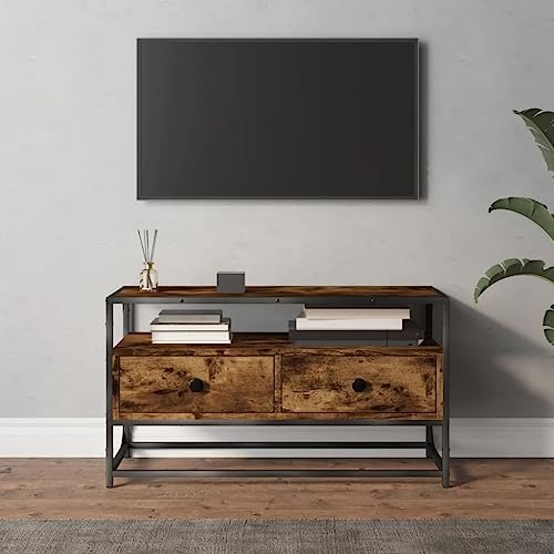 homiuse TV-Schrank Aufbewahrungsschrank Medienschrank Beistelltisch Wohnzimmermöbel Modernes und Elegantes Design Räuchereiche 80x35x45 cm von homiuse