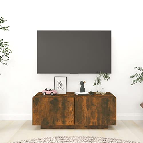 homiuse TV-Schrank Räuchereiche 100x35x40 cm Holzwerkstoff Wohnzimmer MöBel Tv Lowboard Fernsehtisch Fernsehschrank Tv Board Tv Bank Tv Tisch Tv MöBel Industrial MöBel Tv Table Stilvolles Design von homiuse