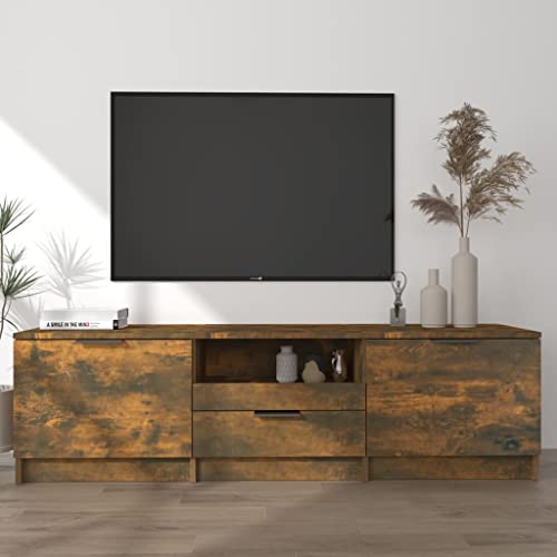 homiuse TV-Schrank Räuchereiche 140x35x40 cm Holzwerkstoff Tv Kommode Wohnzimmer MöBel Tv Lowboard Fernsehtisch Fernsehschrank Tv Board Tv Bank Tv Tisch Tv MöBel Industrial MöBel Tv Table von homiuse