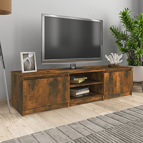 homiuse TV-Schrank Räuchereiche 140x40x35,5 cm Holzwerkstoff Wohnzimmer MöBel Tv Lowboard Fernsehtisch Fernsehschrank Tv Board Tv Bank Tv Tisch Tv MöBel Industrial MöBel Tv Table Stilvolles Design von homiuse