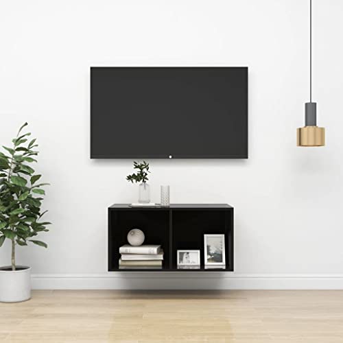 homiuse TV-Wandschrank Hochglanz-Schwarz 37x37x72 cm Holzwerkstoff Design TV Board Fernsehschrank Fernsehtisch TV Lowboard TV Kommode TV Schrank TV Unterschrank TV Cabinet von homiuse