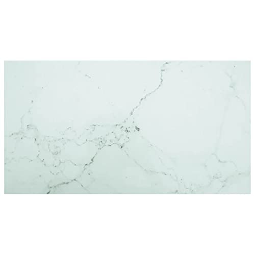 homiuse Tischplatte Weiß 120x65 cm 8 mm Hartglas in Marmoroptik Rechteckig Desktop Gehärtetes Glas Tischplatte Ersatzteil für Esstisch Couchtisch Garten Tische Langlebig Leicht Reinigen Einfacher von homiuse