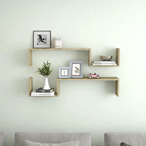 homiuse Wandregal 100x15x20 cm Wandregale 2 STK. Sonoma-Eiche BüCherregal Wand Wandregal Holz Regal Wand Wandregal KüChe KüChenregal Wand Regale FüR WäNde HäNgeregal Wandboard Regalbrett Wall Shelf von homiuse