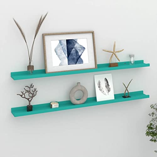 homiuse Wandregal 2 STK. Blau Wandregal Holz Wand BüCherregal Wand Regal Holz Wandregal KüChe KüChenregal Wand Regale FüR WäNde Wandregal Kinderzimmer Wandboard Wall Shelf Bookshelf 100x9x3 cm von homiuse