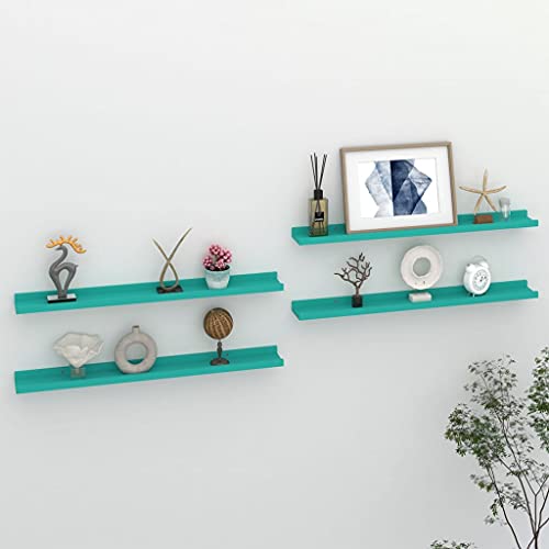 homiuse Wandregal 4 STK. Blau Wandregal Holz Wand BüCherregal Wand Regal Holz Wandregal KüChe KüChenregal Wand Regale FüR WäNde Wandregal Kinderzimmer Wandboard Wall Shelf Bookshelf 80x9x3 cm von homiuse