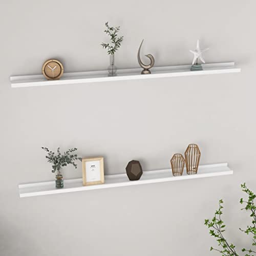 homiuse Wandregal Weiß 2 STK. BüCherregal Regal Wand BüCherregal Wand Regal Holz Wandregal KüChe KüChenregal FüR WäNde Wandregal Kinderzimmer Wandboard Wall Shelf Bookshelf 115x9x3 cm von homiuse