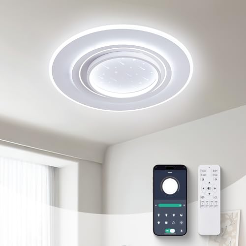 homwarmy LED Deckenlampe Sternenhimmel Kinderzimmer Lampe Decke Deckenlampen mit Fernbedienung 38W Deckenlampe Schlafzimmer Modern Deckenleuchte Wohnzimmer 55cm Deckenlampe Küche Deckenleuchte von homwarmy