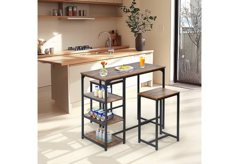 homylin Essgruppe Platzsparendes Ess-Set, Bartisch mit 2 Hockern und Ablagen, (Set, 3-tlg), mit stabiler Oberfläche und Metallkonstruktion von homylin