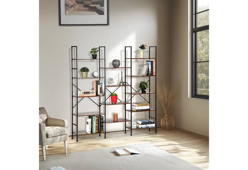 homylin Standregal mit 5 Ebenen, Metallgestell und Spanplatten, vielseitig nutzbar, 1-tlg., geeignet für Wohn-, Arbeits- oder Schlafzimmer von homylin