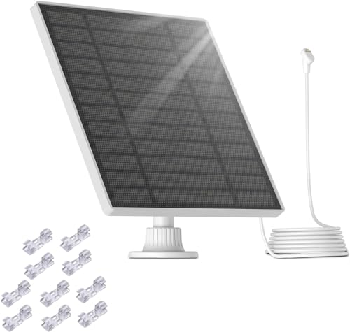 honecumi Solarpanel-Ladegerät für Googlecam Nest Kameras Outdoor & Indoor (Akku-Version) mit Solarpanel-Zubehör, Weiß, simplistisch, 360° verstellbare Wandhalterungen, Kabel-Clip-Management von honecumi