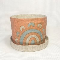 6"Wolken-Übertopf | Handgemachter Übertopf Aus Keramik von honeyandluster