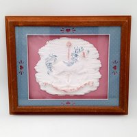 Vintage Karussell Pferd Geprägt Papier Kunst Gerahmt Rosa Blau Retro Wanddekoration von honeyblossomstudio