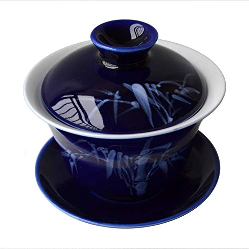 Gaiwan 5oz/150ml Blau Weiß Porzellan Teetasse Sancai Teetasse Set Schönheit Muster Deckel (reines Blatt) von honeylive