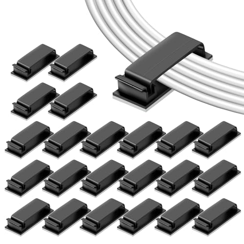 40 Stück Stark Kabel Organizer Selbstklebend Selbstklebende Kabel-Clips Kabelhalter Selbstklebend Kabelmanagement Selbstklebende für Schreibtisch, Heim, Büro (Schwarz) von hongmo