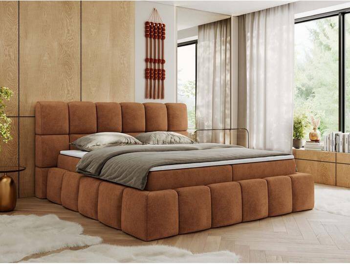 Boxspringbett NIRA, dekorativem Kopfteil, Multipocket-Matratze und Topper von hood.de