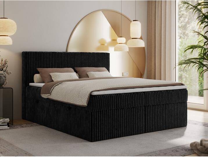Doppelbett Boxspringbett mit Multipocket-Matratzen und Bettkasten Cordstoff - Tiliano von hood.de