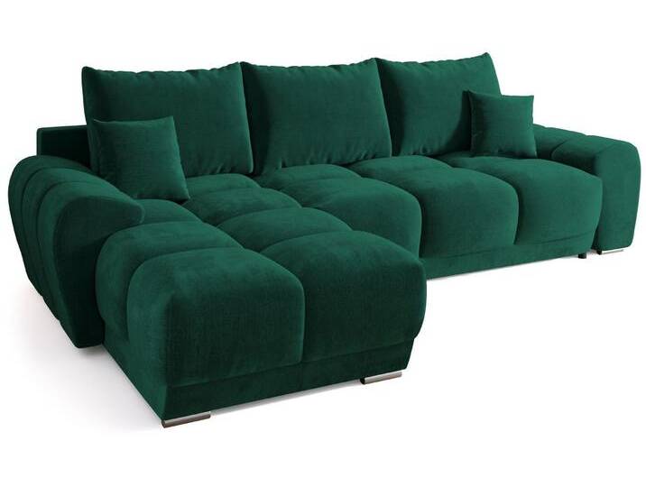 Ecksofa NUBES L-Form mit Schlaffunktion, Eckcouch mit Bettkasten Samtstoff von hood.de