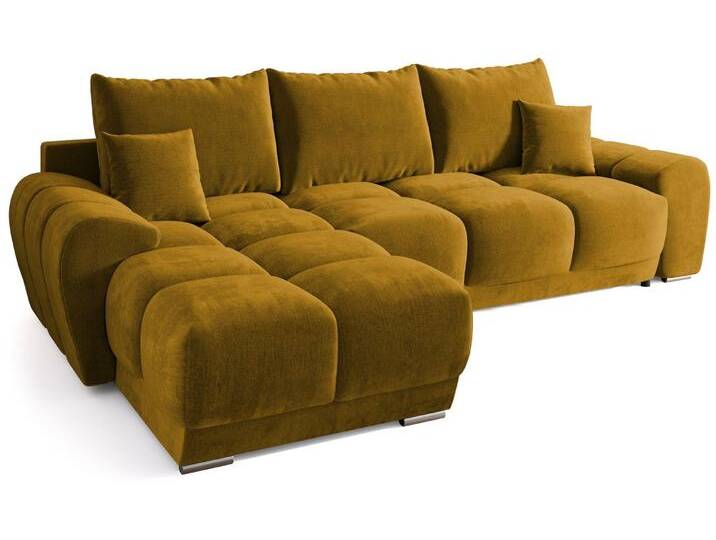 Ecksofa NUBES L-Form mit Schlaffunktion, Eckcouch mit Bettkasten Samtstoff von hood.de