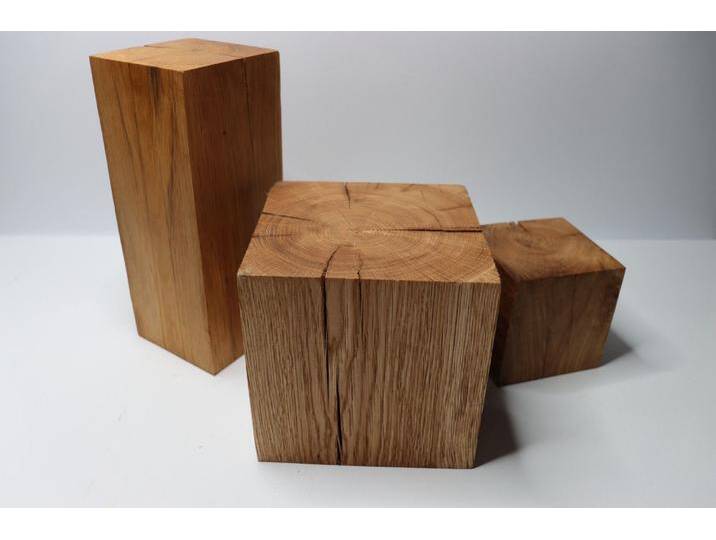Holzblock Eiche 40x40x.. cm, geölter Massiver Eichenblock, Holzklotz, Holzsäule von hood.de