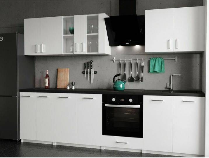KÜCHE Küchenzeile Küchenblock MODERN 280 CM Einbauküche weiss mat von hood.de