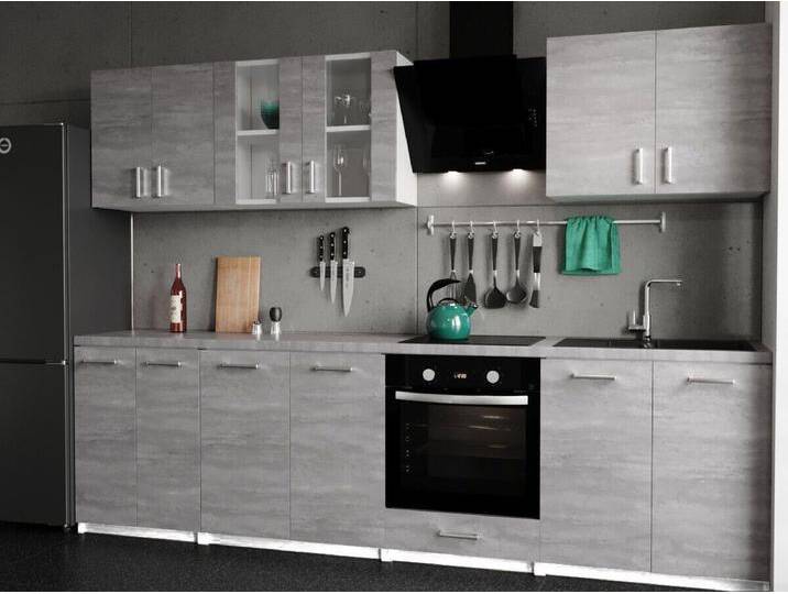 KÜCHE Küchenzeile Küchenblock MODERN 280CM Einbauküche BETON KÜCHE Küchenzeile Küchenblock MODERN 280CM Einbauküche BETON von hood.de
