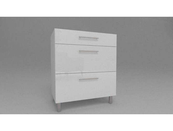 Küchen Unterschrank 3 Schubladen Weiß Hochglanz Matt 30-80 cm chrom Beine von hood.de