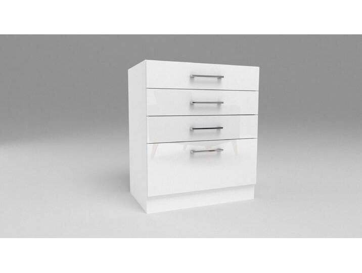 Küchen Unterschrank 4 Schubladen Weiß Hochglanz, matt 30-80cm Tiefe 55 cm Möbelsockel von hood.de