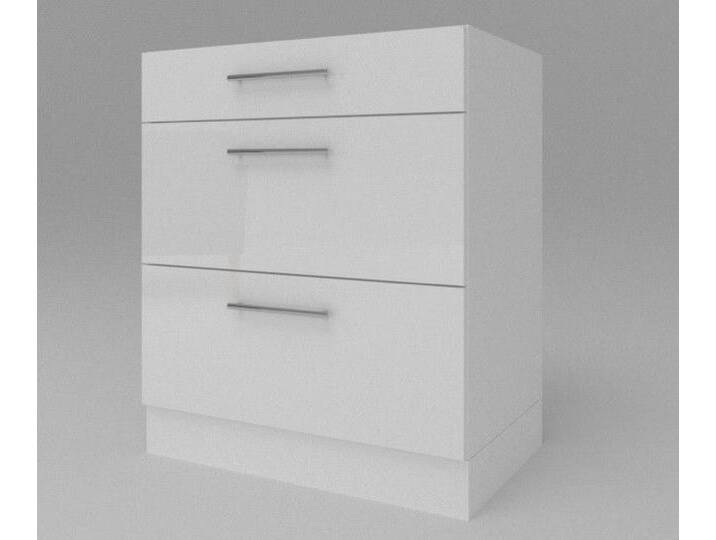 Küchen Unterschrank mit 3 Schubladen Weiß 30-80cm Möbelsockel Hochglanz von hood.de