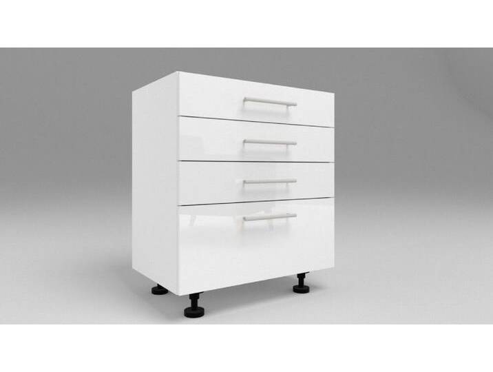 Küchen Unterschrank mit 4 Schubladen Weiß Hochglanz , Matt 30-80 cm Tiefe 55 cm von hood.de