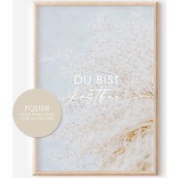 Affirmations Poster Du Bist Kostbar Blau A4 A3 Pampasgras Boho Wandbild Trockenblumen Zimmerdeko Wohnzimmer von hopebloomshineposter