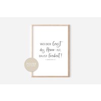 Christliches Poster Wo Der Geist Des Herrn Ist Bibelvers A6, A5, A4. A3 Print Geschenk Bibel Jesus Freiheit von hopebloomshineposter