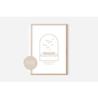 Poster God Is With You On The Sea Weiß Illustration Christliches Bibelvers A4 A3 Geschenk Freundin von hopebloomshineposter