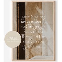 Poster Seek First His Kingdom Blumen A4 A3 Vintage Blumenstrauß Boho Wandbild Trockenblumen Abstrakt Print von hopebloomshineposter