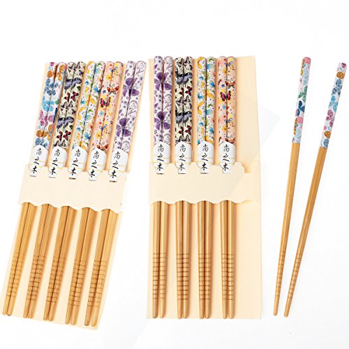 10 Paar Japanische EssstäBchen Chopsticks Wiederverwendbare NatüRliche EssstäBchen 22.5 CM Bunter Schmetterling C13 von Hopewey