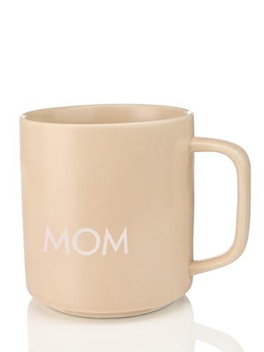 Giftandprint Tasse Beige Mom mit Henkel, Geschenke für Mama Muttertag Beste Mama Geschenk Tasse mit Spruch Kaffeebecher mit Henkel minimalistische Kaffeebecher, Keramik,250 ml von hoppala