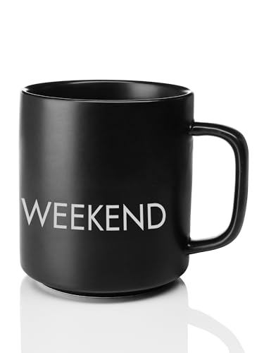 Giftandprint Tasse Schwarz Weekend Geschenke für Freunde Geschenktasse Gifts Kaffeebecher mit Henkel, Keramik, 250 ml von hoppala