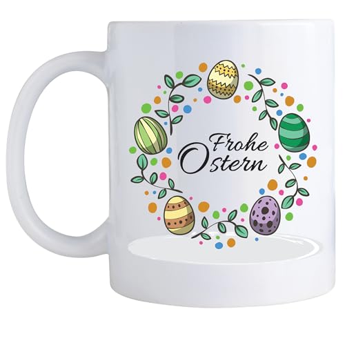 Tasse Ostern Kaffeetasse Teetasse Frohe Ostern Geschenke Erwachsene für Männer mit Spruch Ostergeschenke Ostergeschenk Tasse für Frauen geschenk für Sie/Ihn Keramik 325 ml von hoppala