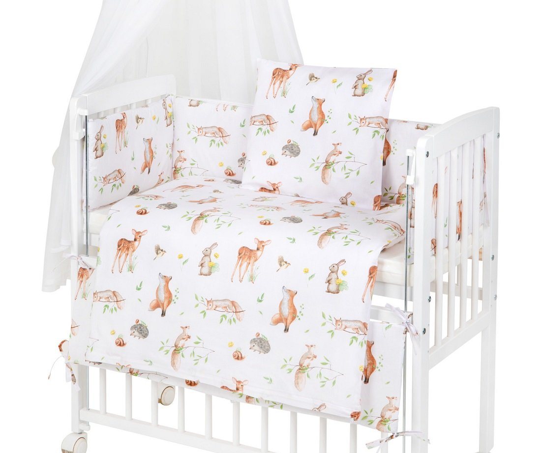 hopsibaby Beistellbett Mobil WALDTIERE Nestchen Himmel Matratze Babybett, Massivholz von hopsibaby