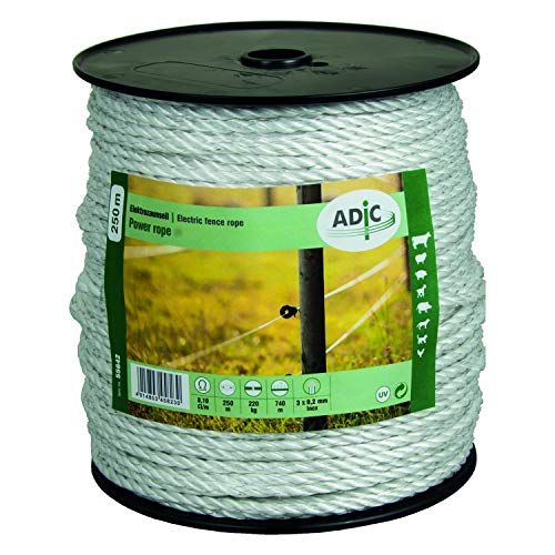 ADIC Weidezaunseil Power rope, weiß, 250 m, 3x 0,2 Nirosta, Seil für Weidezaun, extra stark, Elektroseil, Elektrozaunseil, Elektrozaun, Leitermaterial von horizont