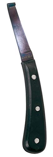 BLACK BLUE Hufmesser, links, breite Klinge aus behandeltem Stahl, schwarzer Griff von horizont
