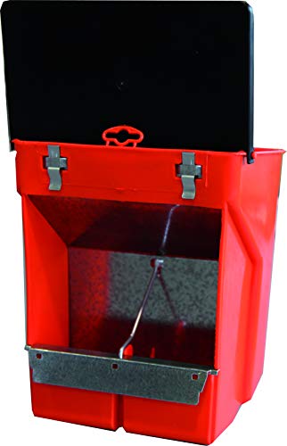 Kaninchenfutterautomat mit 2 Faechern und Kunststoffdeckel, mit Anknabberschutz aus verzinktem Metall von CHICK'A