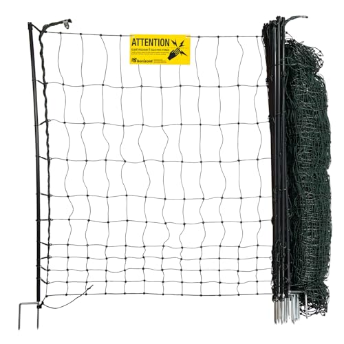 horizont easyLine Hühnerzaun 25m lang, 105cm hoch - 7 Fiberglaspfähle mit Doppelspitze - grün, Geflügelzaun mit Strom, mobiler Zaun, Elektrozaun Hühner, Hühnerauslauf, Geflügelnetz horizont easyLine Hühnerzaun 25m lang, 105cm hoch - 7 Fiberglaspfähle mit Doppelspitze - grün, Geflügelzaun mit Strom, mobiler Zaun, Elektrozaun Hühner, Hühnerauslauf, Geflügelnetz von horizont