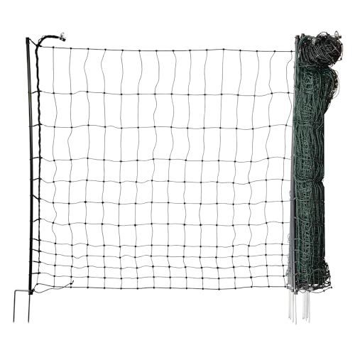 horizont easyLine Hühnerzaun 50m lang, 105cm hoch - 14 Fiberglaspfähle mit Doppelspitze -grün, Geflügelzaun ohne Strom, mobiler Zaun, Elektrozaun Hühner, Hühnerauslauf, Geflügelnetz horizont easyLine Hühnerzaun 50m lang, 105cm hoch - 14 Fiberglaspfähle mit Doppelspitze -grün, Geflügelzaun ohne Strom, mobiler Zaun, Elektrozaun Hühner, Hühnerauslauf, Geflügelnetz von horizont
