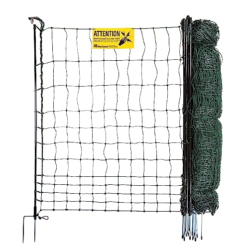 horizont strongLine Hundezaun 15 Fiberglaspfähle - Doppelspitze 50 m lang, 110 cm hoch - elektrifizierbar, Hundezaun Camping, mobiler Zaun für den Garten von horizont