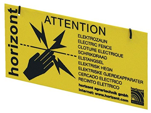 Warnschild für Elektrozaun, beidseitig beschriftet, 20x10cm, komplett mit Befestigungskabeln von PFIFF