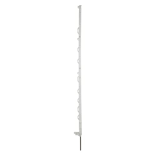 horizont Weidezaunpfähle Kunststoff 20 Stück weiß, Höhe 138cm, Einzeltritt, Kunststoffpfahl mit Ösen für Bänder, Seile, Litzen, Weidezaunpfahl Kunststoffpfahl Weidezaun (138 cm, 20) von horizont
