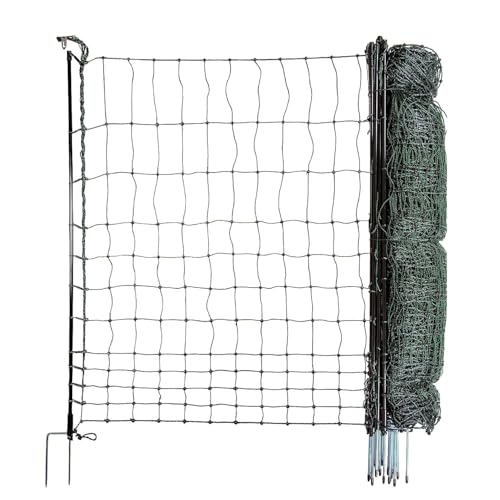 horizont strongLine Camping Hundezaun 50m lang, 120cm hoch - 15 Fiberglaspfähle Doppelspitze ohne Strom, grün, Zaun für Hunde, mobiler Zaun für Garten, Hof & Camping von horizont