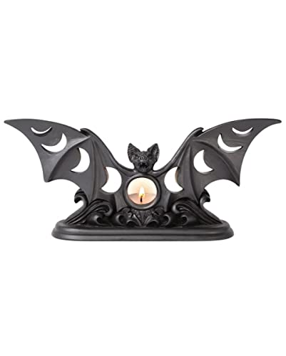horror-shop Gothic Fledermaus Teelichhalter mit Mondphasen von horror-shop